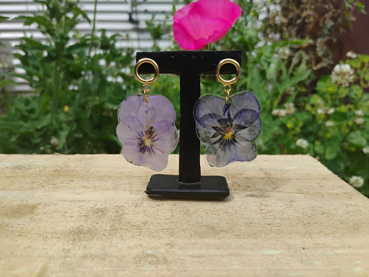 Blue Viola Earrings